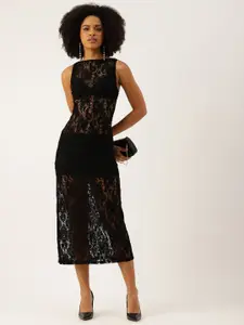 bebe Self Design Lace Sheath Party Midi Dress