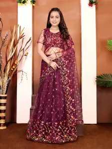 DDRS FASHION Embroidered Sequinned Semi-Stitched Lehenga & Unstitched Blouse With Dupatta