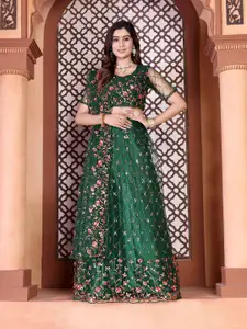 DDRS FASHION Embroidered Net Semi Stitched Lehenga & Unstitched Blouse With Dupatta