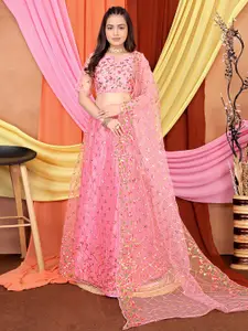 DDRS FASHION Embroidered Sequinned Semi-Stitched Lehenga & Unstitched Blouse With Dupatta