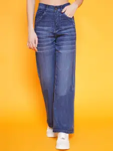 BAESD Women Clean Look Light Fade Straight Fit High Waist Non Stretchable Denim Jeans