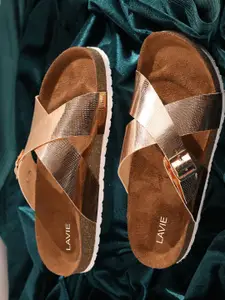 Lavie Colourblocked Buckle Open Toe Flats