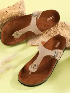 Lavie Colourblocked Open Toe Flats With Buckles