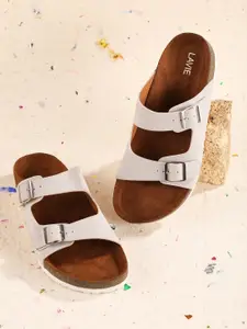 Lavie Women Buckles Detail Open Toe Flats