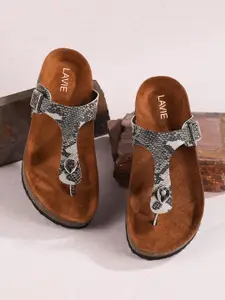 Lavie Women Animal Printed T-Strap Flats