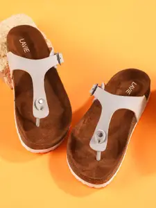 Lavie Women Buckles Detail Open Toe T-Strap Flats