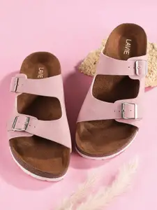 Lavie Women Textured Open Toe Flats with Buckles