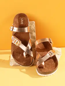 Lavie Women Textured One Toe Flats with Buckles