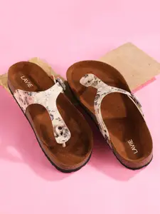 Lavie Women Printed T-Strap Flats with Buckles