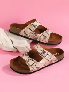 Lavie Women Textured Open Toe Flats with Buckles