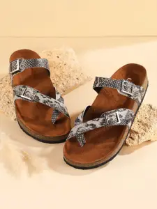 Lavie Women Printed One Toe Flats with Buckles