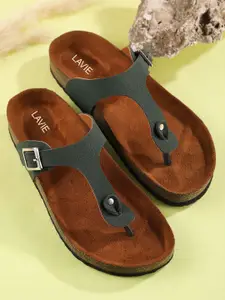 Lavie Textured T-Strap Flats With Buckles