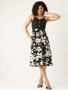 bebe Vibrant Vacay Floral Print Fit and Flare Dress