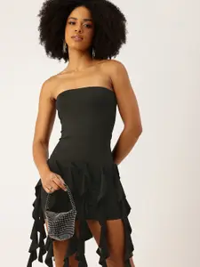 bebe Ruffled Detailed Bodycon Party Mini Dress