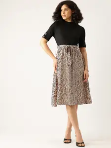 bebe Soft Romance Colourblocked Tie-Up A-Line Dress