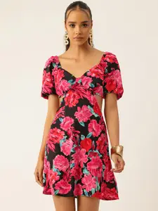 bebe Dose of Vitamin Floral Printed Backless Sheath Mini Dress