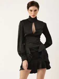 bebe Cut-Out Puff Sleeves Bodycon Party Mini Dress