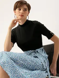 bebe Waist T-ie-Up Printed A-Line Dress