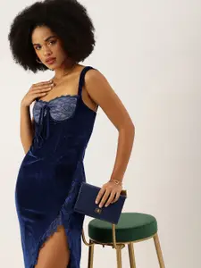 bebe Velvet High Slit Maxi Party Dress