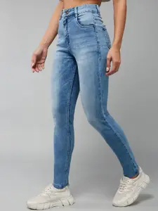 DOLCE CRUDO Women Slim Fit High-Rise Clean Look Heavy Fade Stretchable Jeans