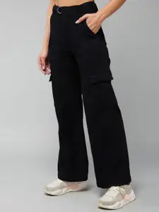 DOLCE CRUDO 
Women Clean Look High-Rise Stretchable Wide Leg Jeans