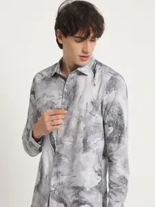 THE BEAR HOUSE Men's Printed Slim Fit Casual Shirt