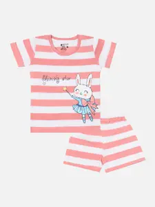 Bodycare Kids Girls Striped T-shirt With Shorts
