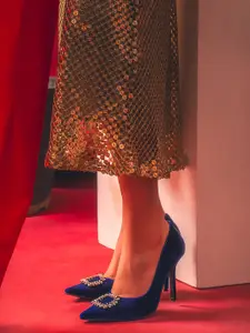 Saint G Embellished Suede Stiletto Heel Pumps