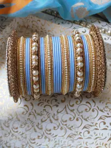leshya Set of 66 Brass-Plated Stone Studded & Beaded Bangles