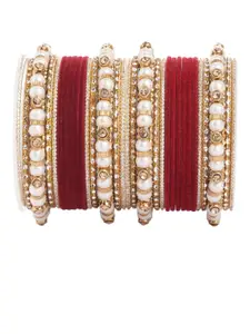 leshya Set Of 32 Brass Plated Stone Studded Bangles