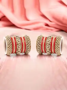 leshya Set of 46 Brass-Plated Stone-Studded Bangles