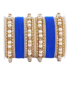 leshya Set Of 32 Brass-Plated Stone-Studded & Beaded Bangles