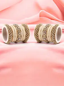 leshya Set Of 46 Brass-Plated Artificial Stone-Studded Bangles