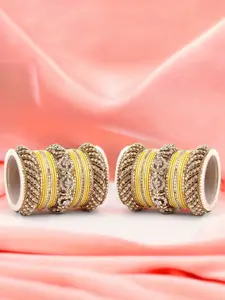 leshya Set Of 46 Brass-Plated Stone Studded Bangles