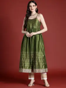 Anouk Paisley Printed Sequinned Floral Kurta