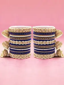 leshya Set Of 62 Brass Plated Stones Studded & Beaded Bangles