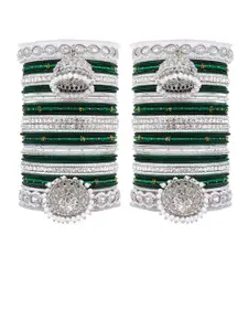 leshya Set of 72 Brass-Plated Stone-Studded Bangles