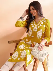 KALINI Floral Embroidered Straight Kurta