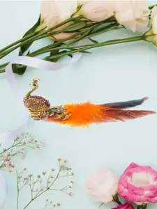 YouBella Gold Plated Stone-Studded Peacock Feather Adjustable Ring