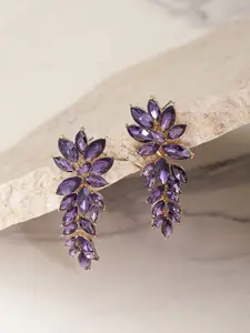 YouBella Gold-Plated Floral Drop Earrings