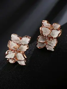 YouBella Gold-Plated Stone-Studded Floral Studs Earrings