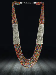 YouBella Artificial Beads Silver Plated Layered Necklace