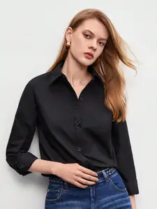 Fab Star Comfort Oversized Fit Spread Collar Long Sleeves Cotton Casual Shirt