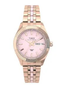 Timex Men Textured Dial & Stainless Steel Straps Analogue Watch TW2U82800