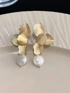 YouBella Gold-Plated Beaded Drop Earrings