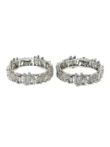 YouBella Set Of 2 Silver-Plated Stone-Studded Bangles
