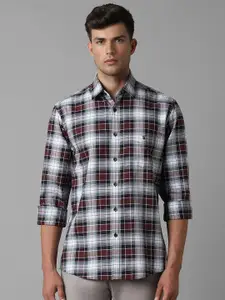 Louis Philippe Sport Slim Fit Tartan Checks  Pure Cotton Casual Shirt