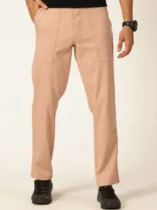 Thomas Scott Men Smart Regular Fit Mid-Rise Easy Wash Linen Chinos Trousers