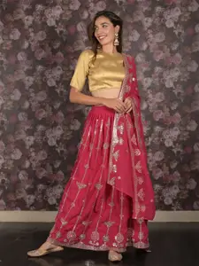 ODETTE Embroidered Sequinned Semi-Stitched Lehenga & Unstitched Blouse With Dupatta
