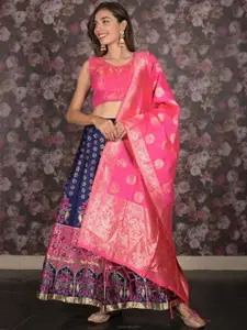 ODETTE Woven Designed Semi-Stitched Lehenga & Unstitched Blouse With Dupatta